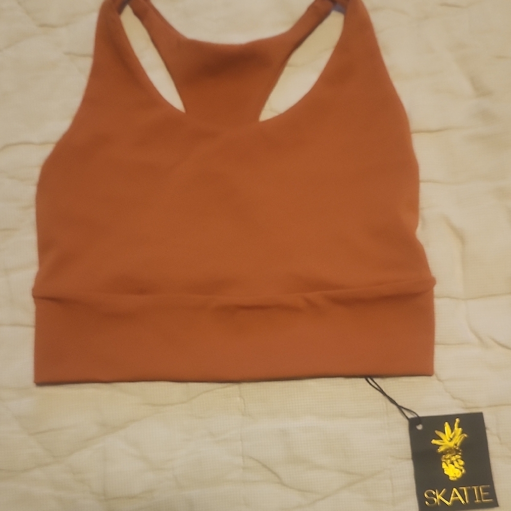 Skatie Brand Rust Orange Sports Bra Size Small NWT